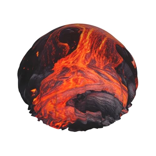 Rote heiße Lava von Kilauea Vulkan-Duschhaube für Damen, doppellagig, dicke Haarkappen, wiederverwendbar, wasserdicht, Badekappen mit elastischem Band, Haarmütze, waschbar, Duschhut für Männer und Rote heiße Lava von Kilauea Vulkan-Duschhaube für Damen, doppellagig, dicke Haarkappen, wiederverwendbar, wasserdicht, Badekappen mit elastischem Band, Haarmütze, waschbar, Duschhut für Männer und von SDTYKHJ