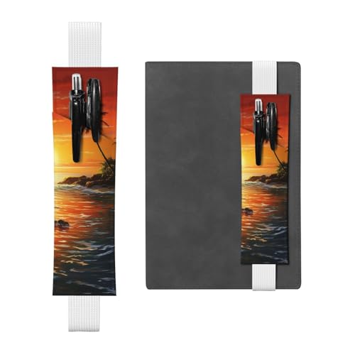 SDTYKHJ Elastisches Band, Stifthalter, Leder, Stifthalter für Notizbuch, Palme, Sonnenlandschaft, Stifteetui, verstellbar, Tagebuch, Stifteetui, Lesezeichen, passend für 20,3 cm bis 25,4 cm große SDTYKHJ Elastisches Band, Stifthalter, Leder, Stifthalter für Notizbuch, Palme, Sonnenlandschaft, Stifteetui, verstellbar, Tagebuch, Stifteetui, Lesezeichen, passend für 20,3 cm bis 25,4 cm große von SDTYKHJ