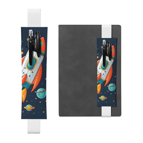 SDTYKHJ Elastisches Band, Stifthalter, Leder, Stifthalter für Notizbuch, Rakete, Raumschiff, Cartoon, HD, Stifteetui, Lesezeichen, passend für 20,3 cm bis 25,4 cm große Notizbücher, Planer, Bücher, SDTYKHJ Elastisches Band, Stifthalter, Leder, Stifthalter für Notizbuch, Rakete, Raumschiff, Cartoon, HD, Stifteetui, Lesezeichen, passend für 20,3 cm bis 25,4 cm große Notizbücher, Planer, Bücher, von SDTYKHJ
