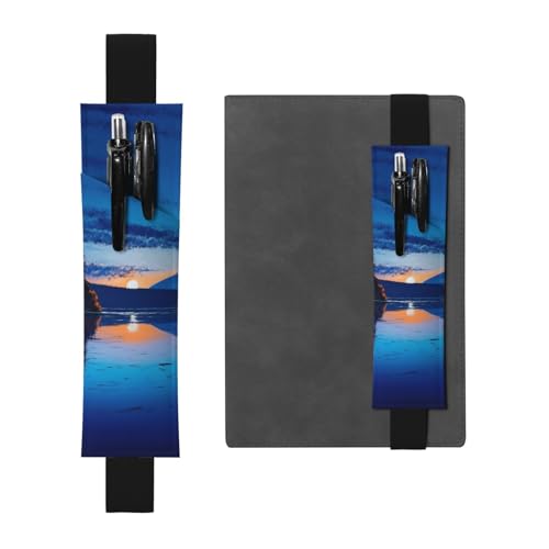 SDTYKHJ Elastisches Band, Stifthalter, Leder, Stifthalter für Notizbuch, blau, Sonnenuntergang, Stifteetui, Lesezeichen, passend für 20,3 cm bis 25,4 cm große Notizbücher, Planer, Bücher, schwarz, SDTYKHJ Elastisches Band, Stifthalter, Leder, Stifthalter für Notizbuch, blau, Sonnenuntergang, Stifteetui, Lesezeichen, passend für 20,3 cm bis 25,4 cm große Notizbücher, Planer, Bücher, schwarz, von SDTYKHJ