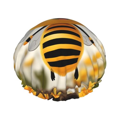 Süße Bienen Gänseblümchen Blume Duschhaube für Frauen Doppellagige dicke Haarkappen Wiederverwendbare wasserdichte Badekappen mit Gummiband Haarhut waschbar Duschhut für Männer Frauen Spa Salon Süße Bienen Gänseblümchen Blume Duschhaube für Frauen Doppellagige dicke Haarkappen Wiederverwendbare wasserdichte Badekappen mit Gummiband Haarhut waschbar Duschhut für Männer Frauen Spa Salon von SDTYKHJ