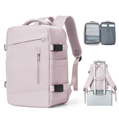 Handgepäck Rucksack 40X20X25 für Ryanair Reiserucksack Wasserdichter Unter Dem Sitz Handgepäck Rucksack Flugzeuge Reisetasche Weekendertasche Wanderrucksack Lässiger Tagesrucksack,B4-Lotuswurzel rosa von SEAFEW