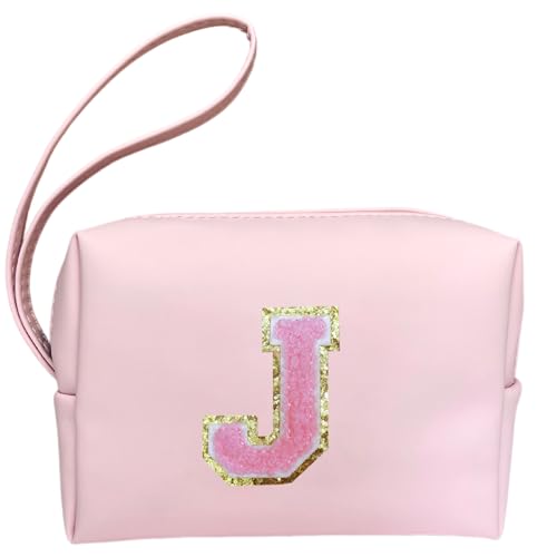 SEAMOON Personalisierte Geschenke, Make-up-Tasche, niedlich, rosa Kulturbeutel, rosa Sachen für Damen, adrette Make-up-Tasche, Teenager-Mädchen-Geschenk, Pink-J von SEAMOON