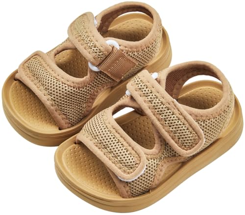 SEAUR Baby Sandalen Junge Mädchen Sommer Babyschuhe Gummi Anti Rutsch Flach Flexibel Atmungsaktive Weiche Gummisohle für Indoor Aktivitäten Khaki von SEAUR