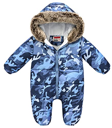 SEAUR Baby Winter Overall mit Kapuze Schneeanzug Neugeborene Höhe 60-110cm Strampler Dick Warm für Junge Mädchen - 6-9 Monate - Gr.80 von SEAUR