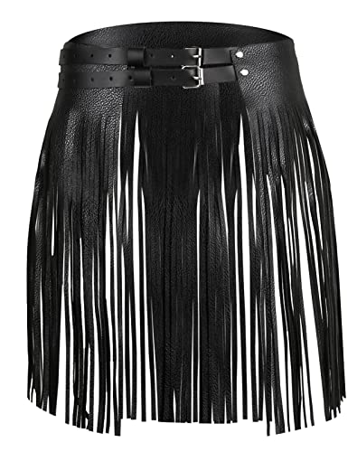 SEAUR Damen Fransen Rock Gürtel Kunstleder PU Lederrock Gothic Taillengürtel Club Party Gurt für Bikini Rock Hose von SEAUR