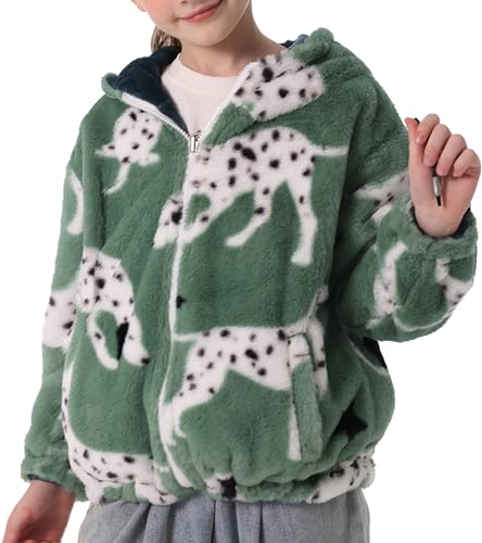 SEAUR Flauschiger Jacke Kinder Mädchen Kuschelig Teddy-Fleece Mantel Supersoft Plüsch Hoodie Cartoon Tier Muster Pullover - 130(100-130CM) von SEAUR