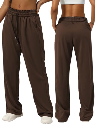 SEAUR Jogginghose Damen Lang mit Streifen Schlaghosen Straight Bein High Waist Freizeithose mit Weitem Bein Jogginghose für Tägliche Hausarbeit Curry dunkel M SEAUR Jogginghose Damen Lang mit Streifen Schlaghosen Straight Bein High Waist Freizeithose mit Weitem Bein Jogginghose für Tägliche Hausarbeit Curry dunkel M von SEAUR