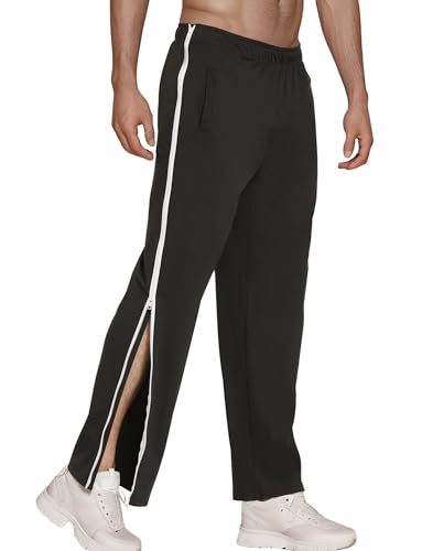 SEAUR Jogginghose Herren Baggy Reissverschluss Breite Sporthose Sportswear mit Tasche Trainingshose für Yoga Schwarz L von SEAUR