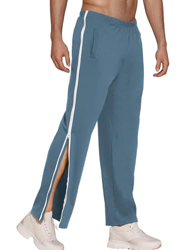 SEAUR Jogginghose Herren Lang Elastischer Bund Streifen Sweatpants mit Taschen Sportswear mit Tasche für Jogging Blau XXXL von SEAUR