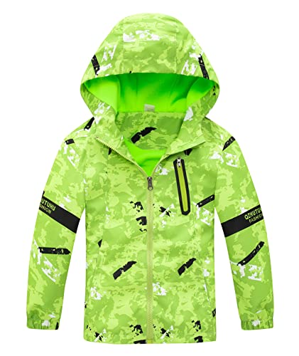 SEAUR Kinder Jungen Jacke Dünn Softshelljacke Wasserdicht Warm Regenjacke Fleecefutter Übergangsjacke im Frühling Sommer Herbst - Camouflage Grün - 152-158 - 12-13 Jahre von SEAUR