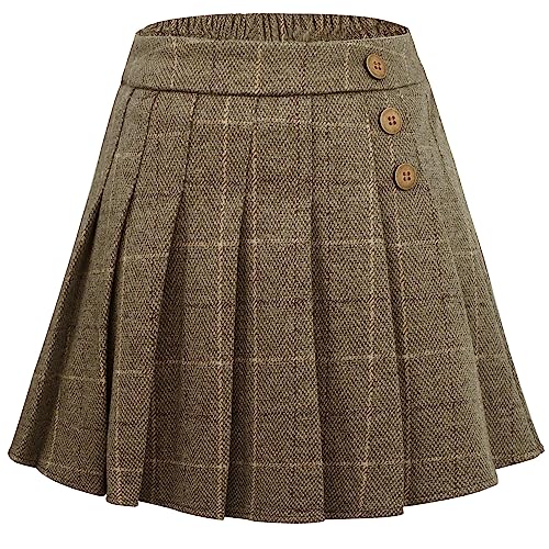 SEAUR Kinder Mädchen Faltenrock Uniform Schuluniformen Plaid Plissee Schoolbekleidung Winterrock Schulmädchen Herbst Minirock Kariertrock Stretch Bund Schulröcke Wollrock Beiläufig Knielänge 122-128 von SEAUR