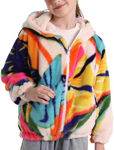 SEAUR Kinder Winter Mantel Mädchen Flauschig Kuscheljacke Teddy-Fleece Hoodie Jacke Cartoon Tier Muster Plüsch Supersoft Pullover - 130(100-130CM) von SEAUR