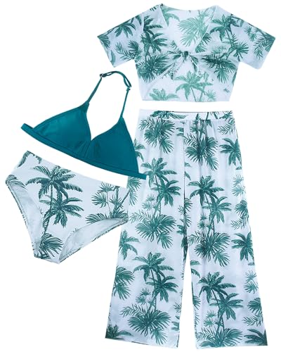 SEAUR Mädchen Bikini Tankini Set Tank Badeanzug Sommer Strand Schnelltrocknende Bademode für Schwimmen Dunkelgrün 12 von SEAUR