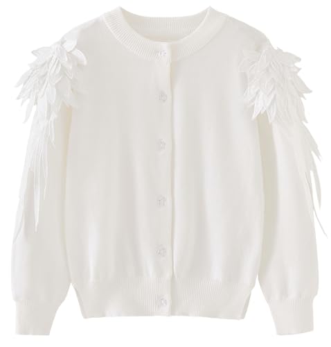 SEAUR Mädchen Lange Ärmel mit Knöpfen Kinder Flügeldesign Cardigan Strickjacke Strickpullover mit Rundhalsausschnitt Elegant Weiß 160 SEAUR Mädchen Lange Ärmel mit Knöpfen Kinder Flügeldesign Cardigan Strickjacke Strickpullover mit Rundhalsausschnitt Elegant Weiß 160 von SEAUR