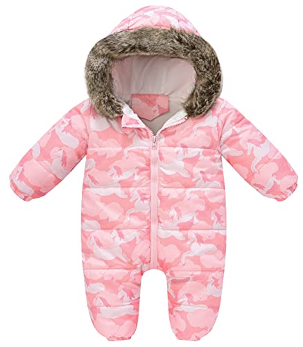 SEAUR Schneeanzug Baby Mädchen Jungen Overall Winter Höhe 60-110cm Neugeborene Strampler Dick mit Kapuze - 9-12 Monate - Gr.90 von SEAUR