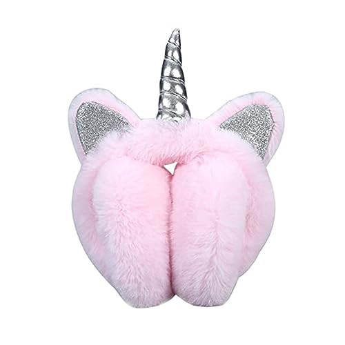 SEDEX Ohrenschützer Damen Mädchen Skifahren Zubehör Flauschig Faltbar Einhorn Kinder Erwachsene Ohrenschützer Thermo Ohrwärmer Schutz vor Wind Baby Damen Geschenk für Winter, Rosa von SEDEX