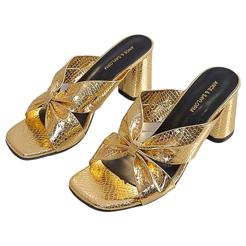 SEEGOU Damen Hausschuhe Damen Hausschuhe mit hohen Absätzen Strandschuhe Schuhe mit hohen Absätzen Sandalen Schuhe Damen Gr. 40 (Gold, 36) von SEEGOU