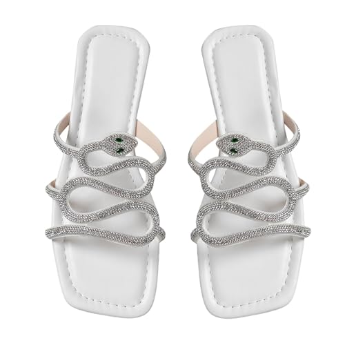 SEEGOU Damen Sommer flache römische Schuhe große Strandsandalen Damenschuhe Damen (White, 36) von SEEGOU