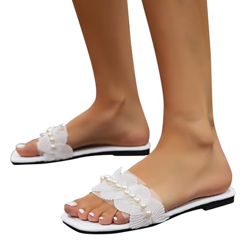 SEEGOU Frauen Schuhe Erwachsene Weibliche Lange Slipper Socken Für Frauen Frauen Sommer Einfarbig Slip On Casual Offene Spitze Flache Weiche Slipper Socken Für Frauen Indoor Skate Schuhe (White, 38) von SEEGOU