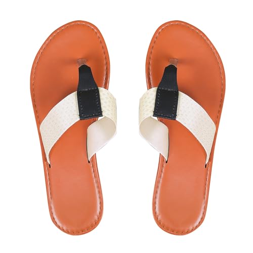 SEEGOU Sommer-Strandsandalen für Damen mit flachem Boden und großem Zehenclip und weichem Boden Atmungsaktive Schuhe Damen 41 (White, 38) von SEEGOU