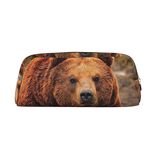 SEFZCXDN Federmäppchen mit Grizzly-Bär-Aufdruck, Schreibwaren-Tasche, Mehrzweck-Kosmetiktasche für Reisen, gold, Einheitsgröße, Kosmetikkoffer von SEFZCXDN