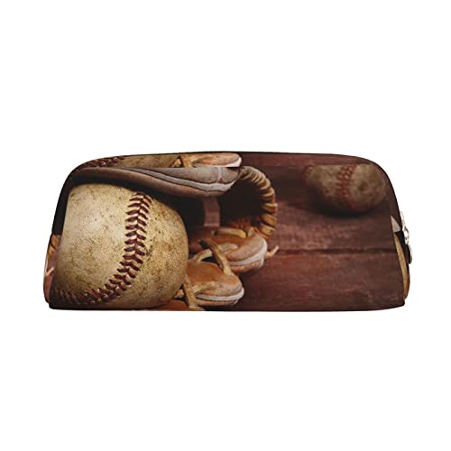 SEFZCXDN Federmäppchen mit Retro-Baseball-Druck, Schreibwaren-Tasche, Mehrzweck-Kosmetiktasche, gold, Einheitsgröße, Kosmetikkoffer von SEFZCXDN