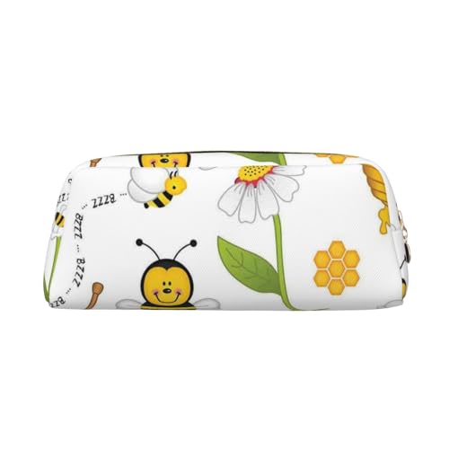 SEFZCXDN Flying Bees Federmäppchen mit Gänseblümchen-Aufdruck, Schreibwaren-Tasche, Mehrzweck-Kosmetiktasche für Reisen, gold, Einheitsgröße, Kosmetikkoffer von SEFZCXDN