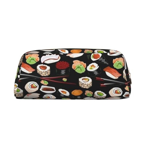 SEFZCXDN Japanisches Sushi-Federmäppchen mit schwarzem Druck, Schreibwaren-Tasche, Mehrzweck-Kosmetiktasche für Reisen, gold, Einheitsgröße, Kosmetikkoffer von SEFZCXDN