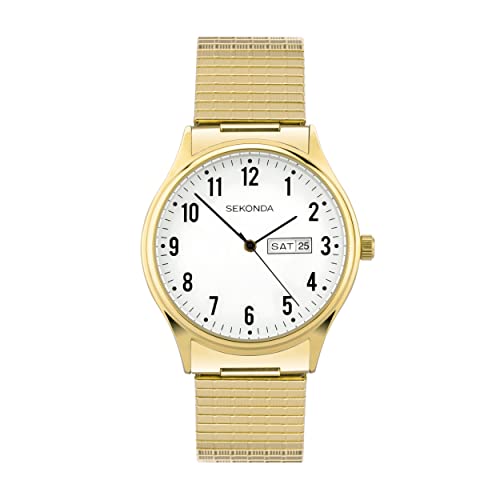Sekonda Easy Reader Damen-Armbanduhr, 36 mm, Quarz, analog, Tag-/Datumsanzeige, Edelstahl-Armband, gold von SEKONDA