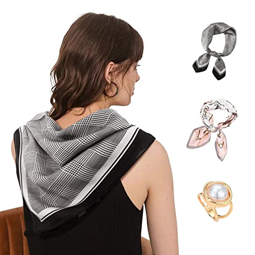 SELBATON Seidenschal Damen Bandana Halstuch Damen - 2 PCs Kopftuch Vierecktuch Satin 70 x 70 cm Frauen Seidig wie Kopftuch Bandanas Haarschal Halstuc Schlafringe von SELBATON