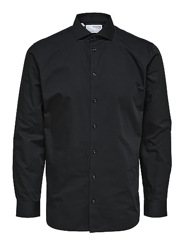 SELECTED HOMME BLACK Herren SLHSLIMETHAN Shirt LS Cut Away B NOOS Hemd, M von SELECTED HOMME