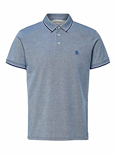 SELECTED HOMME Herren 16065598 T-Shirt, Blau(limogestwisted with Egret), Small von SELECTED HOMME