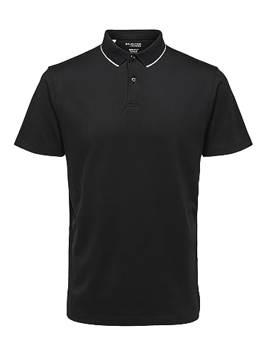 SELECTED HOMME Herren SLHLEROY Coolmax SS Polo B NOOS Polohemd, Black, M von SELECTED HOMME