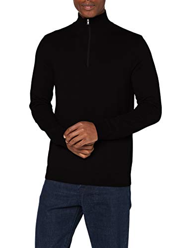 SELECTED HOMME Herren Slhberg Half Zip Cardigan B Noos Sweatshirt, Black, XXL EU von SELECTED HOMME