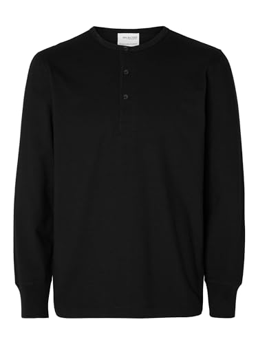 SELECTED HOMME Longsleeve mit Knopfleiste Einfarbiges Langarm Shirt Reine Baumwolle Noos von SELECTED HOMME