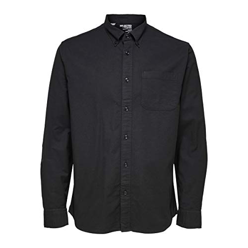 SELECTED HOMME Herren Slhregrick-ox Flex Shirt Ls W Noos, Schwarz, XXL von SELECTED HOMME