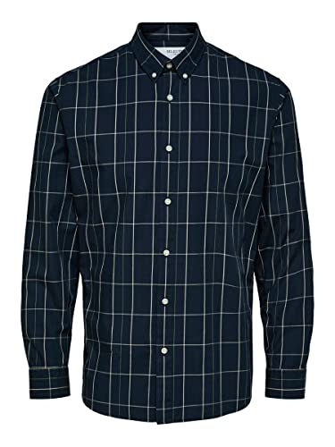 SELETED HOMME Herren Slhslimtheo Shirt Ls W Noos Hemd, Dark Sapphire/Checks:big, XL EU von SELECTED HOMME