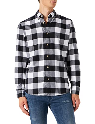 SELECTED HOMME Men's SLHSLIMFLANNEL Shirt LS W NOOS Flanellhemd, Black/Checks:Medium Box, S von SELECTED HOMME