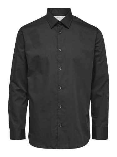 SELECTED HOMME Herren Slhregethan Shirt Ls Classic B Noos Hemd, Schwarz, M EU von SELECTED HOMME