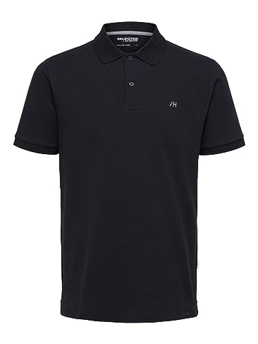 SELETED HOMME Men's SLHDANTE SS Polo W NOOS T-Shirt, Black, S von SELECTED HOMME