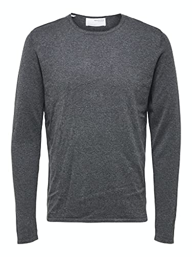 SELECTED HOMME Herren Slhrome Ls Knit Crew Neck G Noos, Anthracite, L von SELECTED HOMME