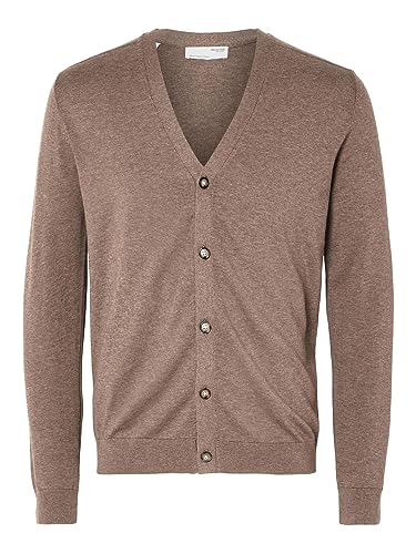 SELETED HOMME Herren SLHBERG LS Knit V-Neck Cardigan NOOS Strickjacke, Teak/Detail:Melange, Small von SELECTED HOMME