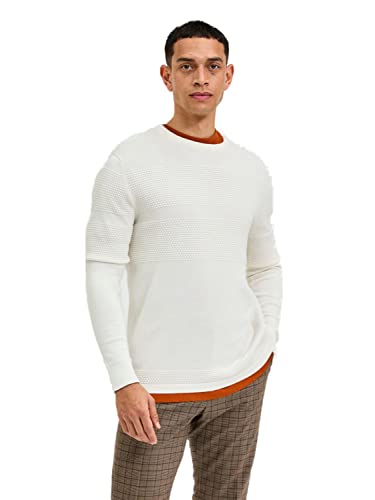 SELECTED HOMME Men's SLHMAINE LS Knit Crew Neck W NOOS Pullover, Egret, M von SELECTED HOMME