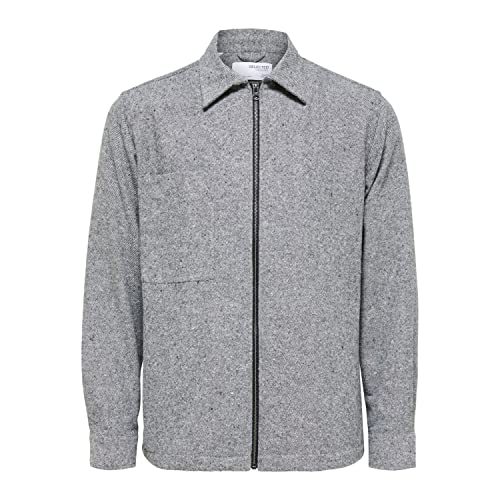 SELECTED HOMME Men's SLHLOOSEDOLLER Overshirt LS W NOOS Langarmshirt, Cloud Dancer, M von SELECTED HOMME