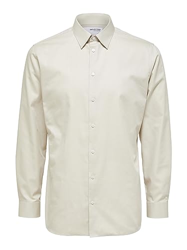 SELECTED HOMME Herren Slhslimethan Shirt Ls Classic B Noos, Cloud Dancer, L von SELECTED HOMME