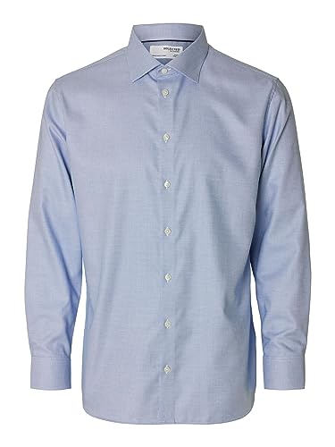 SELECTED HOMME Herren Slhregduke-non Iron Shirt Ls Noos, Medium Blue Denim, M von SELECTED HOMME