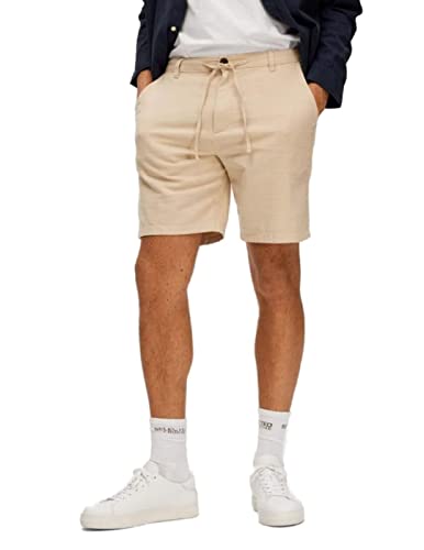 SELECTED HOMME Herren Slhregular-brody Linen Shorts Noos, Incense/Detail:mixed W. Oatmeal, L von SELECTED HOMME