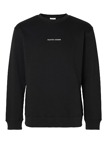 SELETED HOMME Herren SLHHANKIE Logo Crew Neck Sweat NOOS Sweatshirt, Black, L von SELECTED HOMME