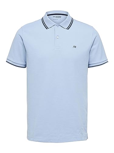 SELETED HOMME Men's SLHDANTE Sport SS Polo W NOOS T-Shirt, Skyway/Detail:Melange, XL von SELECTED HOMME